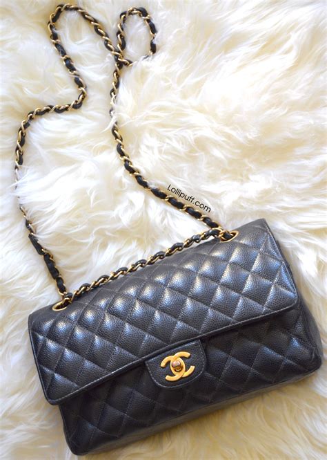 Chanel Black Quilted Caviar Classic Medium Double Flap Bag 